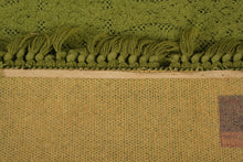 Load image into Gallery viewer, Retro Karastan Green Area Rug 6x9 Floral Pattern Fringe Wool Mid Century
