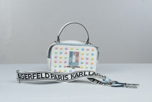 Load image into Gallery viewer, Karl Lagerfeld Paris White Pastel Stud Camera Bag Logo Strap Crossbody
