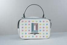 Load image into Gallery viewer, Karl Lagerfeld Paris White Pastel Stud Camera Bag Logo Strap Crossbody
