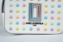 Load image into Gallery viewer, Karl Lagerfeld Paris White Pastel Stud Camera Bag Logo Strap Crossbody
