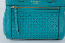 Load image into Gallery viewer, Kate Spade Turquoise Leather Laser Cut Satchel Crossbody Bag
