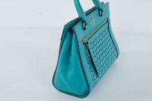 Load image into Gallery viewer, Kate Spade Turquoise Leather Laser Cut Satchel Crossbody Bag
