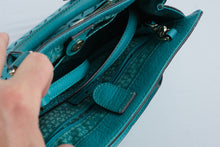 Load image into Gallery viewer, Kate Spade Turquoise Leather Laser Cut Satchel Crossbody Bag
