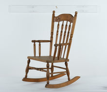 Load image into Gallery viewer, Antique Kid’s Rocking Chair – Wooden with Carved Backrest
