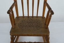 Load image into Gallery viewer, Antique Kid’s Rocking Chair – Wooden with Carved Backrest
