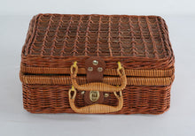 Load image into Gallery viewer, Vintage Child Porcelain Tea Set with Wicker Picnic Basket Doll Play Set

