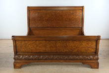 Load image into Gallery viewer, King Burl Walnut Sleigh Bed with Rails — Charles X Inspired Design
