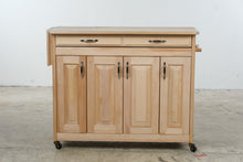 Load image into Gallery viewer, Rolling Butcher Block Kitchen Island with Drop Leaf and Storage
