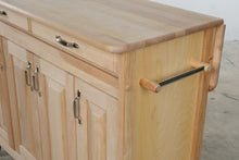 Load image into Gallery viewer, Rolling Butcher Block Kitchen Island with Drop Leaf and Storage
