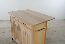 Load image into Gallery viewer, Rolling Butcher Block Kitchen Island with Drop Leaf and Storage
