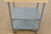 Load image into Gallery viewer, Industrial Rolling Utility Cart with Butcher Block Top and Metal Shelves
