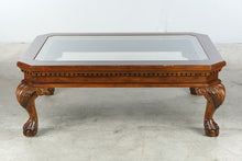Load image into Gallery viewer, Klaussner Traditional Glass Top Coffee Table with Carved Claw Feet
