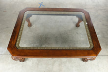 Load image into Gallery viewer, Klaussner Traditional Glass Top Coffee Table with Carved Claw Feet
