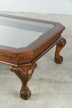Load image into Gallery viewer, Klaussner Traditional Glass Top Coffee Table with Carved Claw Feet
