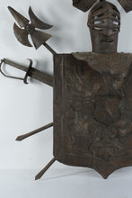 Load image into Gallery viewer, Vintage Medieval Knight Armor Weapons Metal Wall Sculpture 46 x 44
