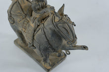 Load image into Gallery viewer, Asian Stoneware Rider on Horse Sculpture – Folk Art Equestrian Figure with Ritual Vessel, 10” Tall
