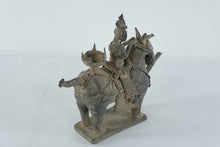 Load image into Gallery viewer, Asian Stoneware Rider on Horse Sculpture – Folk Art Equestrian Figure with Ritual Vessel, 10” Tall

