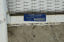 Load image into Gallery viewer, Vintage Lloyd Loom Wicker Patio Furniture Set with Tropical Upholstery and Glass Tables
