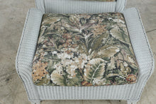 Load image into Gallery viewer, Vintage Lloyd Loom Wicker Patio Furniture Set with Tropical Upholstery and Glass Tables
