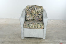 Load image into Gallery viewer, Vintage Lloyd Loom Wicker Patio Furniture Set with Tropical Upholstery and Glass Tables
