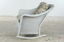 Load image into Gallery viewer, Vintage Lloyd Loom Wicker Patio Furniture Set with Tropical Upholstery and Glass Tables
