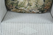 Load image into Gallery viewer, Vintage Lloyd Loom Wicker Patio Furniture Set with Tropical Upholstery and Glass Tables
