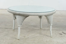 Load image into Gallery viewer, Vintage Lloyd Loom Wicker Patio Furniture Set with Tropical Upholstery and Glass Tables
