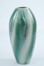 Load image into Gallery viewer, LW Signed Green Turquoise Drip Glaze Art Pottery Vase 9 5 Inch
