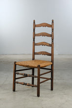 Load image into Gallery viewer, Vintage Ladder Back Rush Seat Dining Chair Solid Wood Farmhouse
