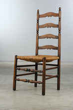 Load image into Gallery viewer, Vintage Ladder Back Rush Seat Dining Chair Solid Wood Farmhouse
