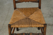 Load image into Gallery viewer, Vintage Ladder Back Rush Seat Dining Chair Solid Wood Farmhouse
