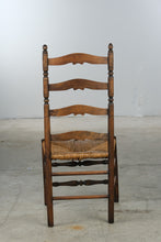 Load image into Gallery viewer, Vintage Ladder Back Rush Seat Dining Chair Solid Wood Farmhouse
