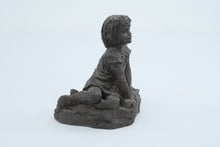 Load image into Gallery viewer, Karin Jonzen Sitting Girl Bronze Resin Figurative Sculpture Signed KJ
