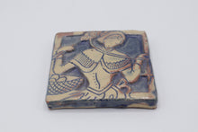 Load image into Gallery viewer, Vintage Studio Pottery Ceramic Wall Tile Folk Art Woman Birds 4 Inch
