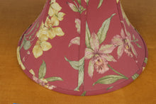 Load image into Gallery viewer, Floral Fabric Bell Lamp Shade Burgundy Pink Green Botanical 14 Inch
