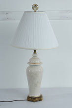 Load image into Gallery viewer, Pair of Tall Ivory Floral Table Lamps with Ornate Bases 32 Inch Classic Style
