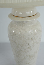 Load image into Gallery viewer, Pair of Tall Ivory Floral Table Lamps with Ornate Bases 32 Inch Classic Style
