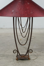 Load image into Gallery viewer, D and R Mexican Metal Table Lamps Red Hand Decorated Shades Pair 28 Inch
