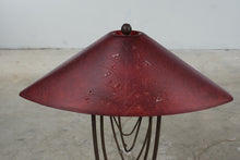 Load image into Gallery viewer, D and R Mexican Metal Table Lamps Red Hand Decorated Shades Pair 28 Inch
