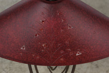 Load image into Gallery viewer, D and R Mexican Metal Table Lamps Red Hand Decorated Shades Pair 28 Inch
