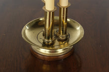 Load image into Gallery viewer, Brass Triple Candlestick Table Lamp with Black Shade, Traditional Style, 29” Tall
