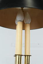 Load image into Gallery viewer, Brass Triple Candlestick Table Lamp with Black Shade, Traditional Style, 29” Tall
