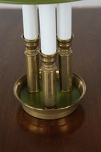 Load image into Gallery viewer, Brass Triple Candlestick Table Lamp with Green Tole Shade, Classic Traditional Style, 21.5” Tall (Copy)
