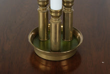 Load image into Gallery viewer, Brass Triple Candlestick Table Lamp with Green Tole Shade, Classic Traditional Style, 21.5” Tall (Copy)
