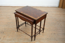 Load image into Gallery viewer, Burled Wood Nesting Tables Pair with Inlay Top and Traditional Base

