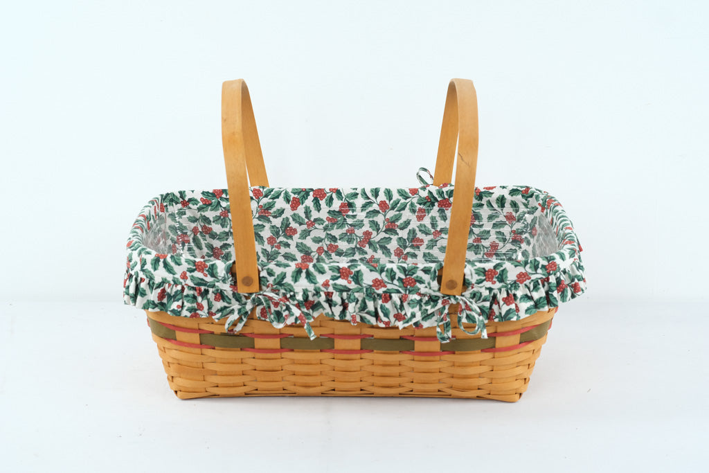 Longaberger 1996 Holiday Hostess Basket – Yuletide Treasures Collection, with Liner & Protector