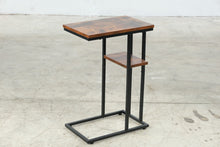 Load image into Gallery viewer, Industrial C-Shaped Side Table with Wood-Look Top and Metal Frame
