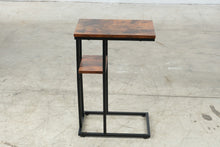 Load image into Gallery viewer, Industrial C-Shaped Side Table with Wood-Look Top and Metal Frame
