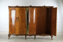 Load image into Gallery viewer, French Louis XV Style Burl Walnut 5 Door Armoire Wardrobe with Gilt Mirror, 105 Inch
