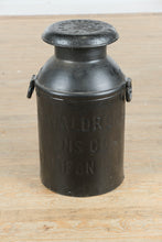 Load image into Gallery viewer, Antique BR Waldron &amp; Sons Black Metal Milk Can – Califon, NJ – 25" Tall Farmhouse Decor
